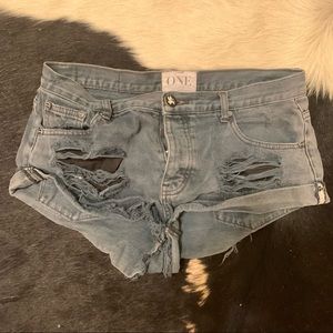 Black classic One Teaspoon Bandits denim shorts